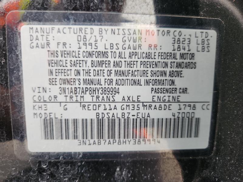 Продаж на аукціоні авто 2017 Nissan Sentra S, vin: 3N1AB7AP8HY389994, номер лоту: 90244565