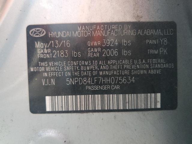 85904035 :رقم المزاد ، 5NPD84LF7HH075634 vin ، 2017 Hyundai Elantra Se مزاد بيع