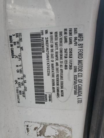 89907225 :رقم المزاد ، 2MEFM75W01X705256 vin ، 2001 Mercury Grand Marquis مزاد بيع