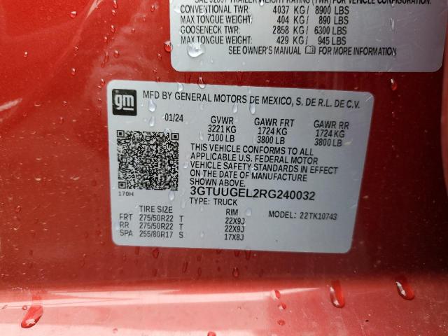 85598355 :رقم المزاد ، 3GTUUGEL2RG240032 vin ، 2024 Gmc Sierra K15 مزاد بيع