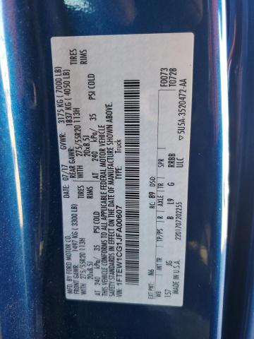 2018 Ford F150 მანქანა იყიდება აუქციონზე, vin: 1FTEW1CG1JFA00607, აუქციონის ნომერი: 86076615