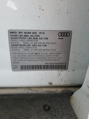 2016 Audi Q3 Prestige მანქანა იყიდება აუქციონზე, vin: WA1GFCFSXGR004015, აუქციონის ნომერი: 84073425