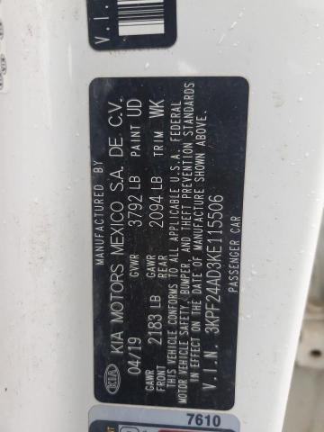 Продажа на аукционе авто 2019 Kia Forte, vin: 3KPF24AD3KE115506, номер лота: 89556205