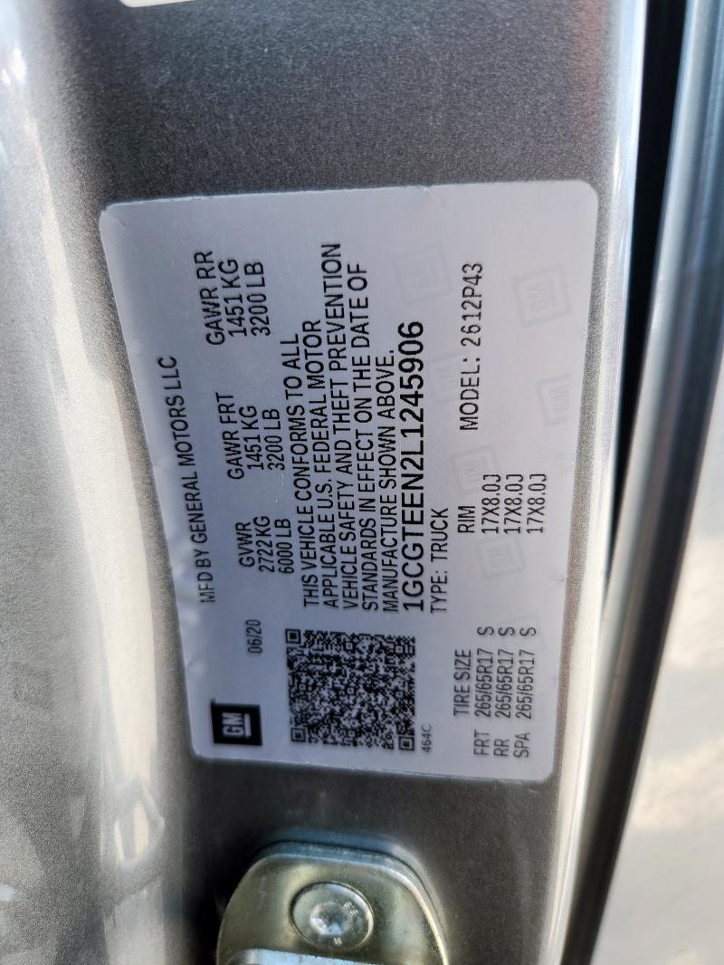 2020 Chevrolet Colorado Z მანქანა იყიდება აუქციონზე, vin: 1GCGTEEN2L1245906, აუქციონის ნომერი: 85357695