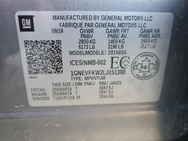 Aukcja sprzedaży 2020 Chevrolet Traverse L, vin: 1GNEVFKW2LJ151388, numer aukcji: 86315585