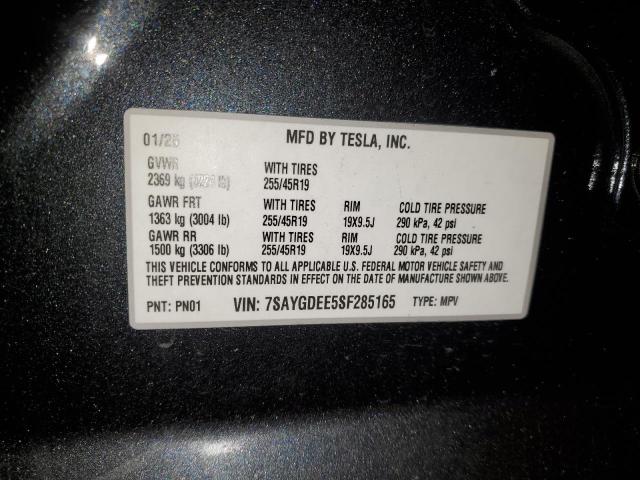 84231255 :رقم المزاد ، 7SAYGDEE5SF285165 vin ، 2025 Tesla Model Y مزاد بيع