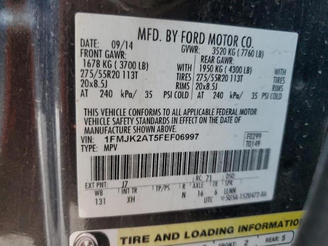 85516765 :رقم المزاد ، 1FMJK2AT5FEF06997 vin ، 2015 Ford Expedition مزاد بيع