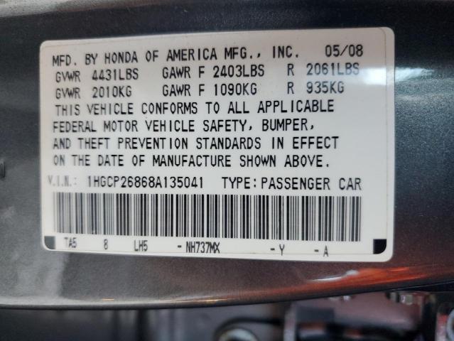 Aukcja sprzedaży 2008 Honda Accord Exl, vin: 1HGCP26868A135041, numer aukcji: 82512955