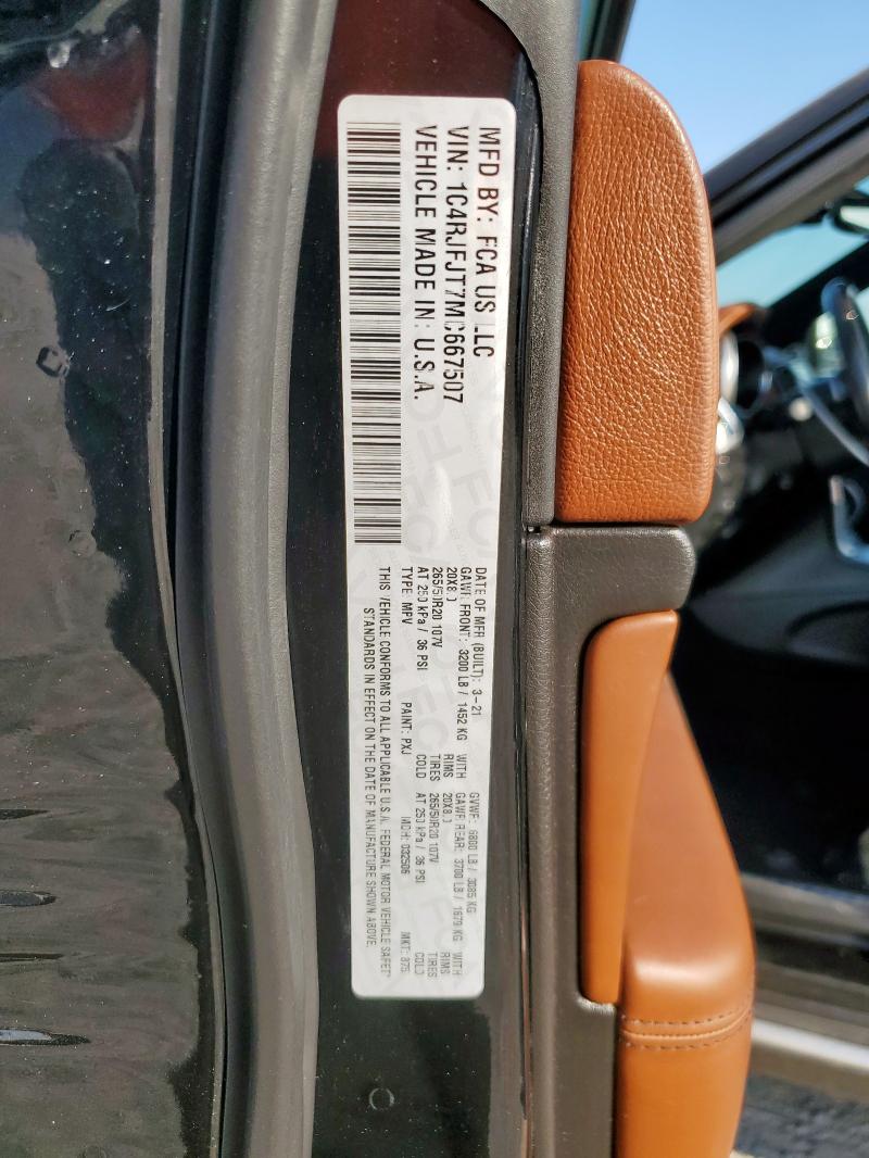 Продаж на аукціоні авто 2021 Jep Grand Cherokee Summit, vin: 1C4RJFJT7MC667507, номер лоту: 84244815