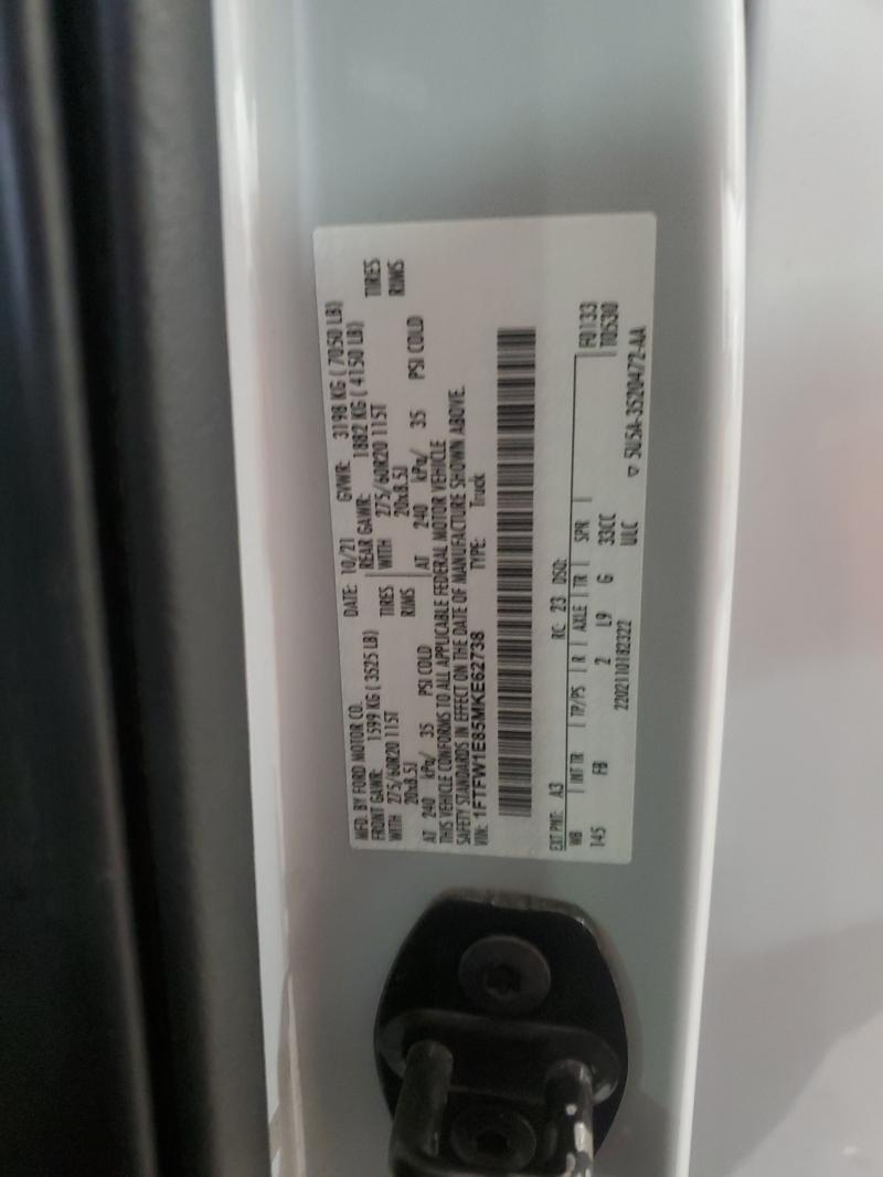 87370185 :رقم المزاد ، 1FTFW1E85MKE62738 vin ، 2021 Ford F150 مزاد بيع