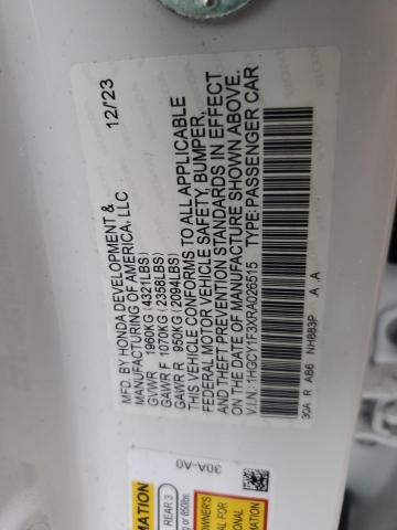 90305645 :رقم المزاد ، 1HGCY1F3XRA026515 vin ، 2024 Honda Accord مزاد بيع