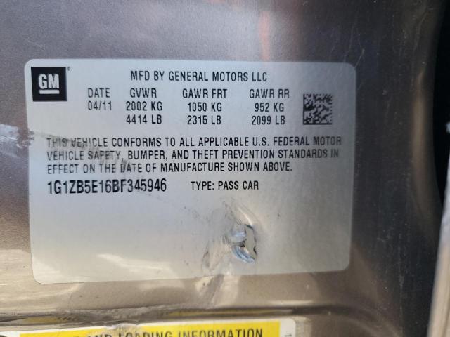 86073475 :رقم المزاد ، 1G1ZB5E16BF345946 vin ، 2011 Chevrolet Malibu مزاد بيع