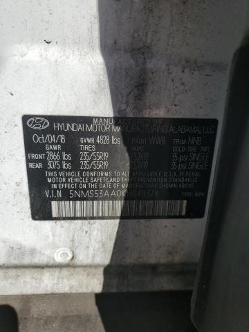 2019 Hyundai Santa Fe მანქანა იყიდება აუქციონზე, vin: 5NMS53AA0KH048376, აუქციონის ნომერი: 86338925
