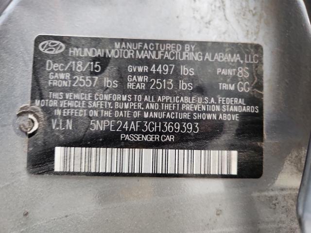 82412335 :رقم المزاد ، 5NPE24AF3GH369393 vin ، 2016 Hyundai Sonata Se مزاد بيع