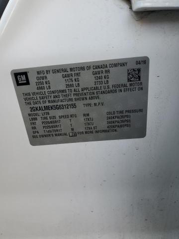 2016 Gmc Terrain მანქანა იყიდება აუქციონზე, vin: 2GKALMEK5G6312155, აუქციონის ნომერი: 89877115