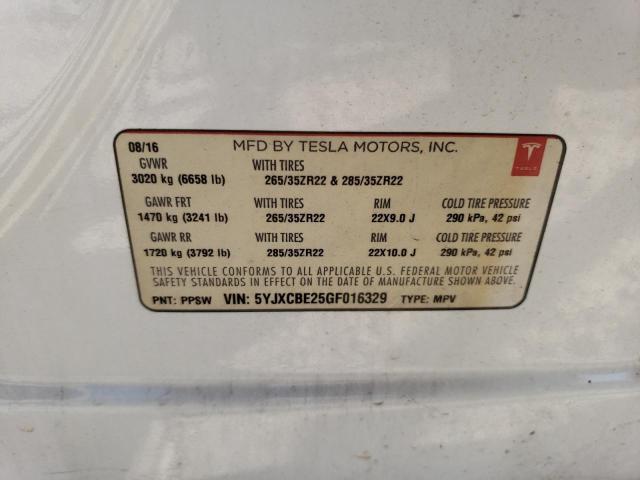 Aukcja sprzedaży 2016 Tesla Model X, vin: 5YJXCBE25GF016329, numer aukcji: 86839555