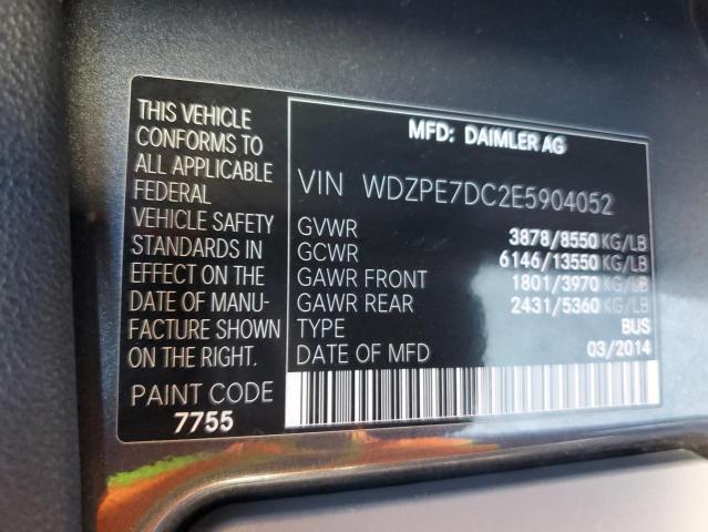 86555875 :رقم المزاد ، WDZPE7DC2E5904052 vin ، 2014 Mercedes-benz Sprinter مزاد بيع
