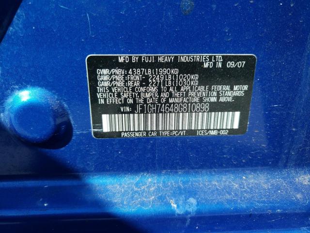 84462445 :رقم المزاد ، JF1GH74648G810898 vin ، 2008 Subaru Impreza Wr مزاد بيع