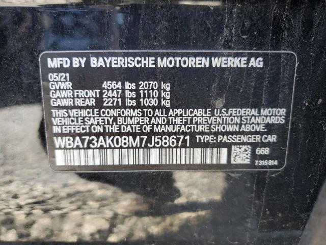 2021 Bmw 228xi მანქანა იყიდება აუქციონზე, vin: WBA73AK08M7J58671, აუქციონის ნომერი: 89561085
