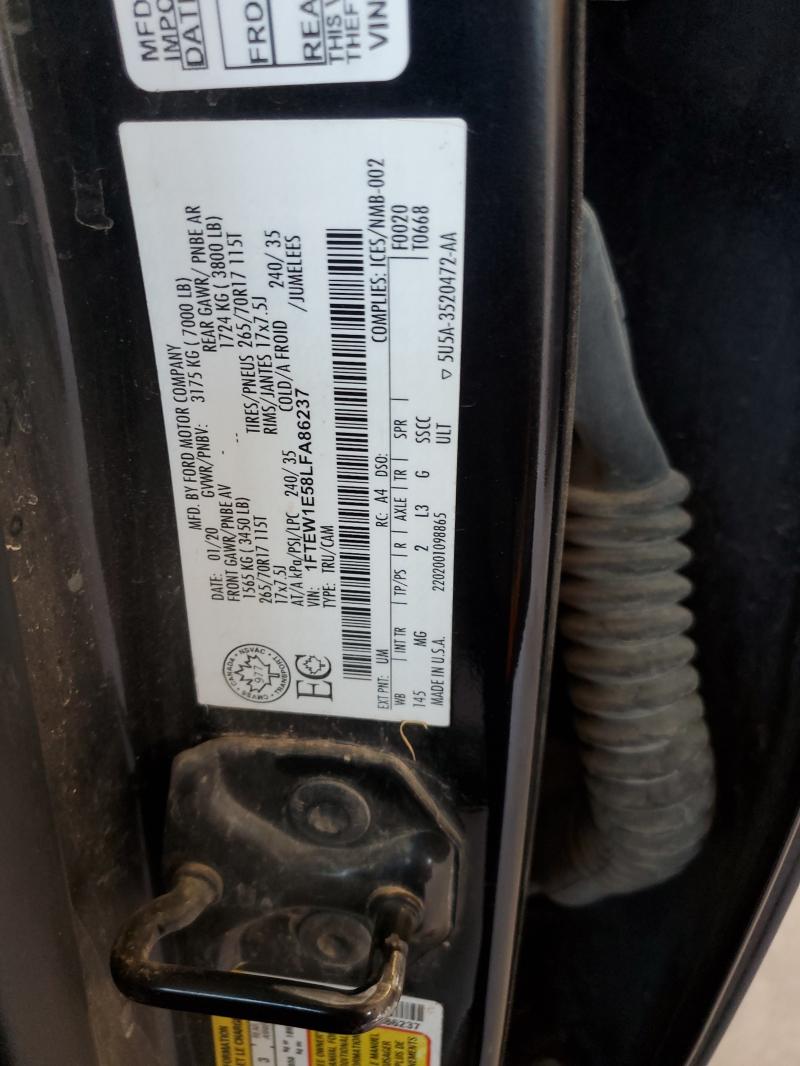 87235705 :رقم المزاد ، 1FTEW1E58LFA86237 vin ، 2020 Ford F150 Super مزاد بيع