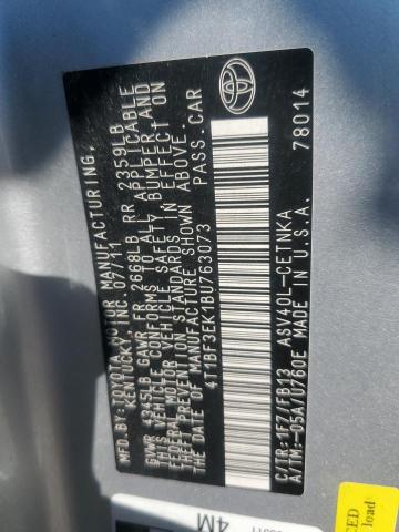 85130335 :رقم المزاد ، 4T1BF3EK1BU763073 vin ، 2011 Toyota Camry Base مزاد بيع