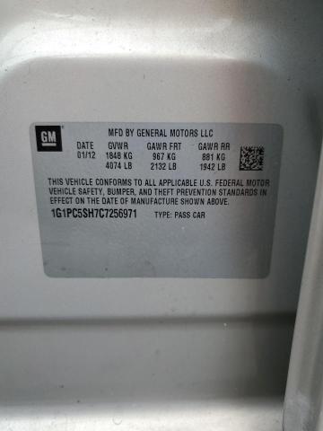 82284305 :رقم المزاد ، 1G1PC5SH7C7256971 vin ، 2012 Chevrolet Cruze Ls مزاد بيع