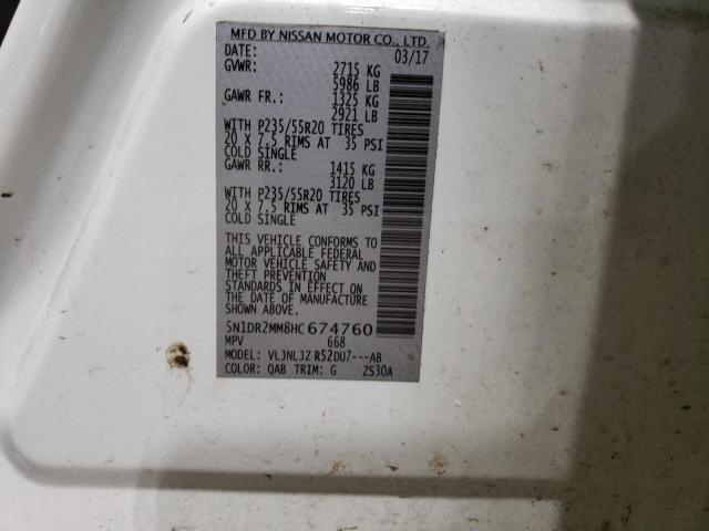 Aukcja sprzedaży 2017 Nissan Pathfinder, vin: 5N1DR2MM8HC674760, numer aukcji: 89443915