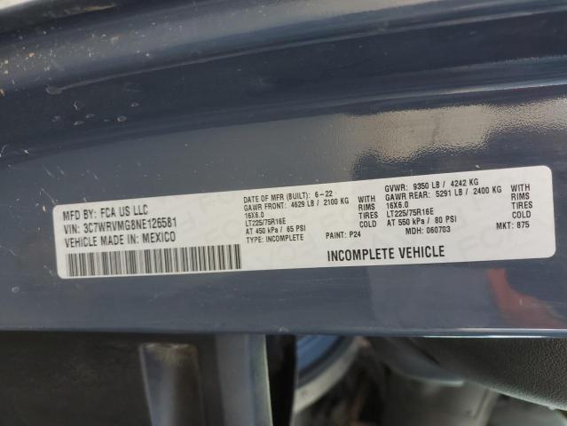 2022 Ram Promaster 1500 მანქანა იყიდება აუქციონზე, vin: 3C7WRVMG8NE126581, აუქციონის ნომერი: 53998806