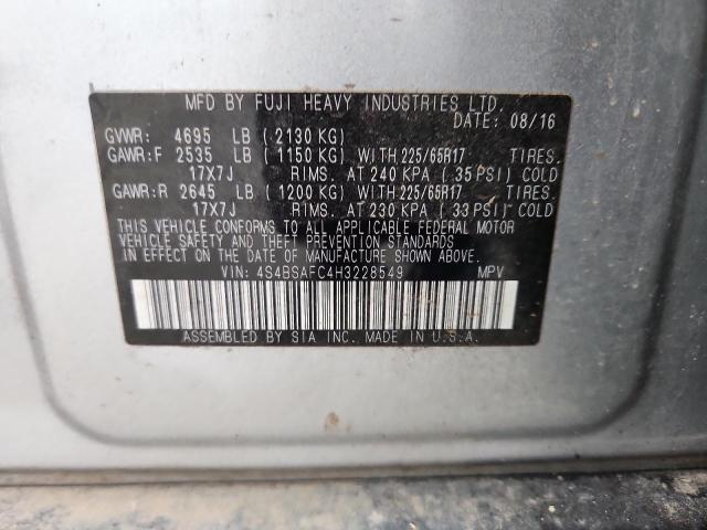 2017 Subaru Outback 2. მანქანა იყიდება აუქციონზე, vin: 4S4BSAFC4H3228549, აუქციონის ნომერი: 85722985