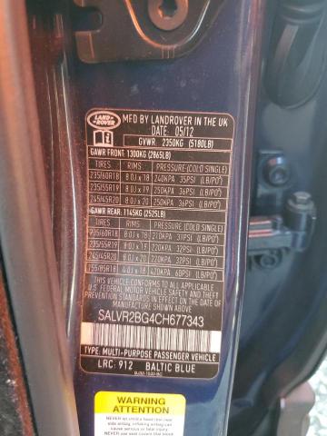 85421445 :رقم المزاد ، SALVR2BG4CH677343 vin ، 2012 Land Rover Range Rove مزاد بيع