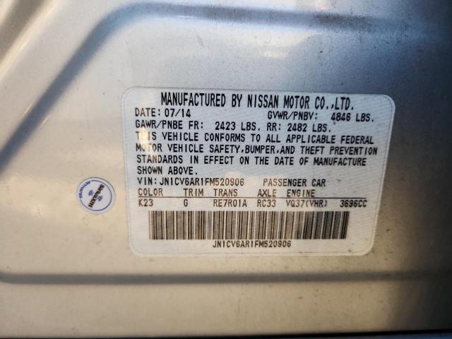 82555915 :رقم المزاد ، JN1CV6AR1FM520906 vin ، 2015 Infiniti Q40 مزاد بيع