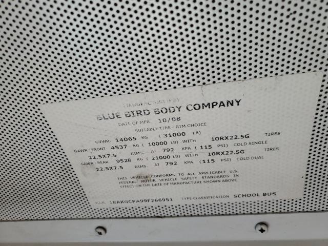 Продажа на аукционе авто 2009 Blue Bird School Bus, vin: 1BAKGCPA99F266951, номер лота: 86339345