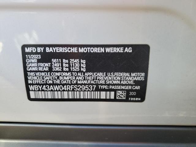 Aukcja sprzedaży 2024 Bmw I4, vin: WBY43AW04RFS29537, numer aukcji: 82543855