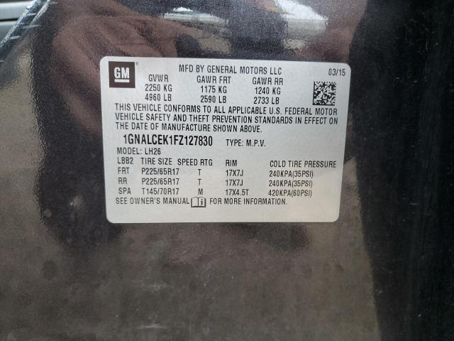 2015 Chevrolet Equinox Lt მანქანა იყიდება აუქციონზე, vin: 1GNALCEK1FZ127830, აუქციონის ნომერი: 86164855