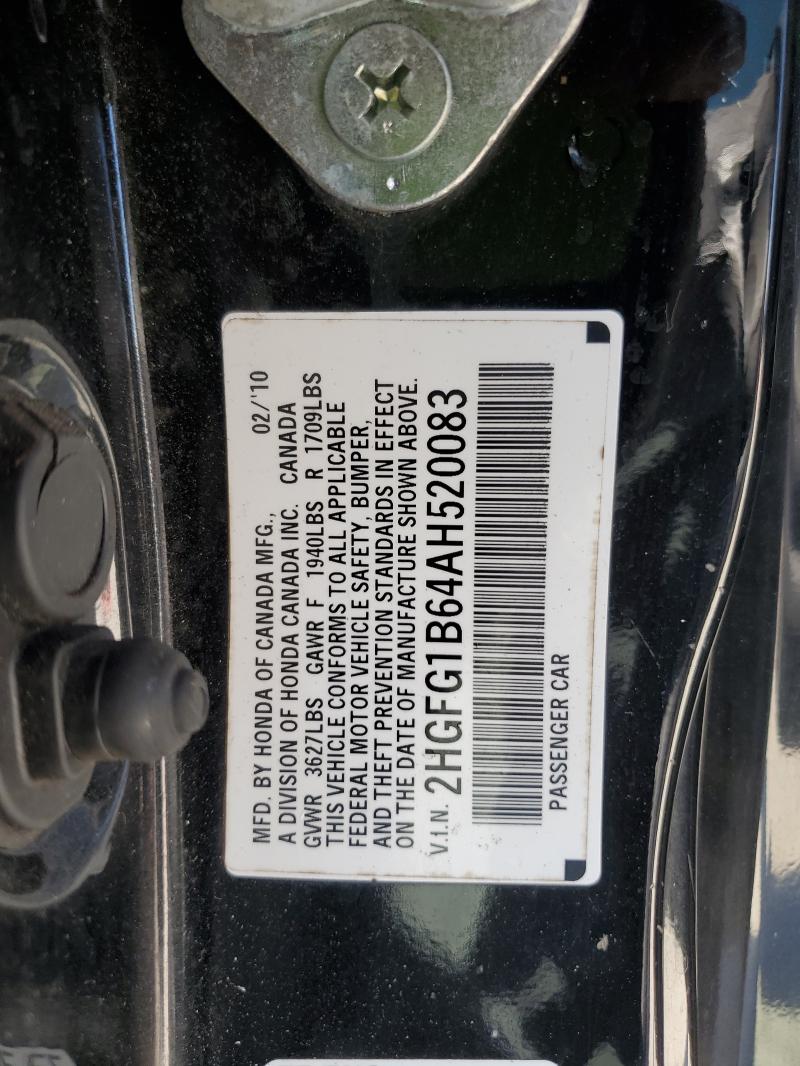Продаж на аукціоні авто 2010 Honda Civic, vin: 2HGFG1B64AH520083, номер лоту: 87424415