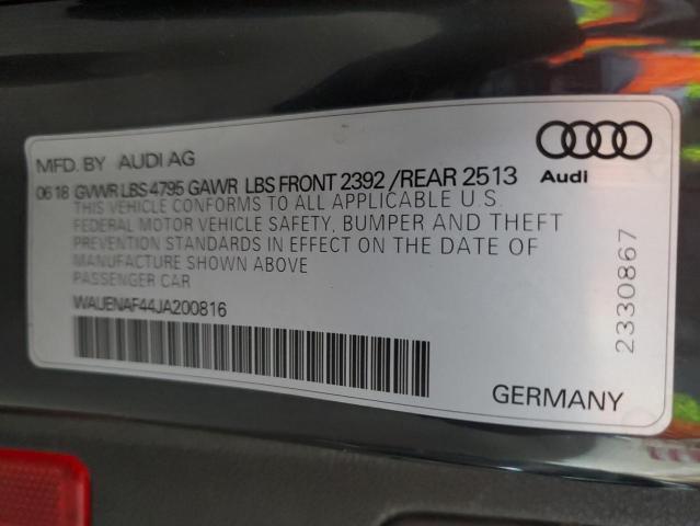 89845645 :رقم المزاد ، WAUENAF44JA200816 vin ، 2018 Audi A4 مزاد بيع