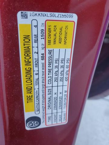 86487345 :رقم المزاد ، 1GKKNXLS0LZ155099 vin ، 2020 Gmc Acadia مزاد بيع