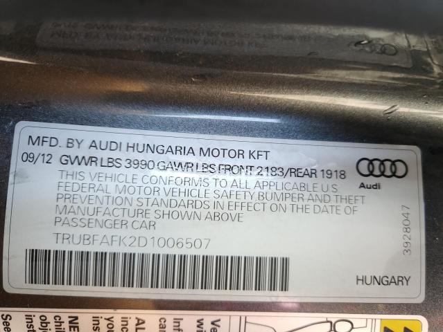 86077275 :رقم المزاد ، TRUBFAFK2D1006507 vin ، 2013 Audi Tt مزاد بيع