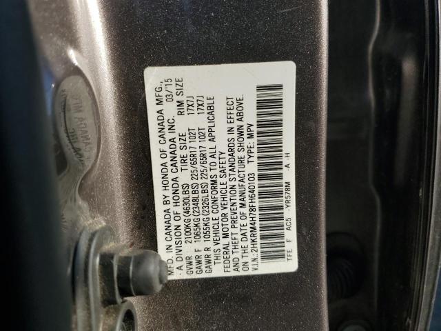 89680365 :رقم المزاد ، 2HKRM4H78FH640103 vin ، 2015 Honda Cr-v Exl مزاد بيع
