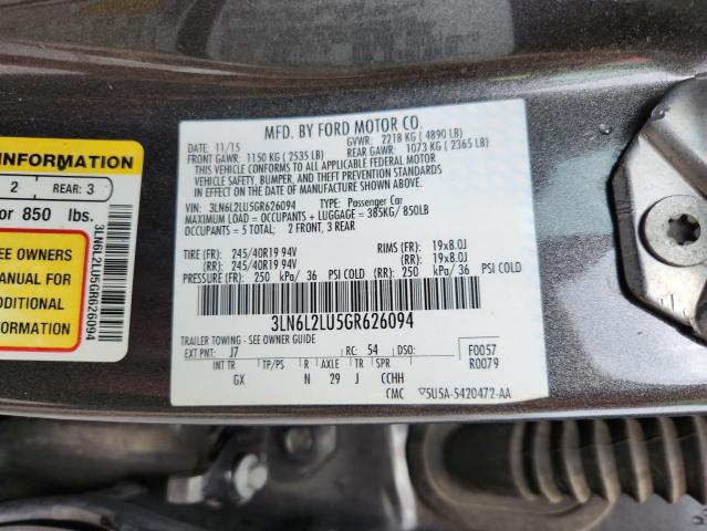 2016 Lincoln Mkz მანქანა იყიდება აუქციონზე, vin: 3LN6L2LU5GR626094, აუქციონის ნომერი: 86087605