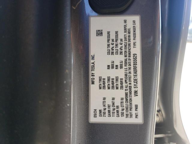 85844385 :رقم المزاد ، 5YJ3E1EA8RF855629 vin ، 2024 Tesla Model 3 مزاد بيع