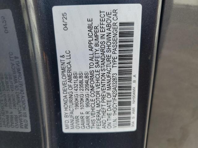 Продаж на аукціоні авто 2025 Honda Accord Se, vin: 1HGCY1F42SA032873, номер лоту: 86777855