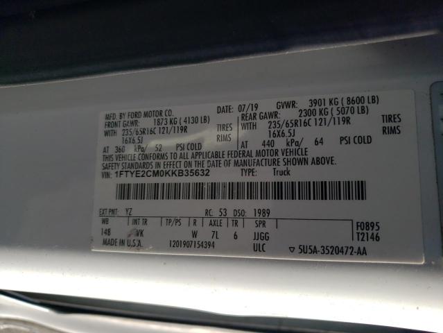 86290375 :رقم المزاد ، 1FTYE2CM0KKB35632 vin ، 2019 Ford Transit مزاد بيع