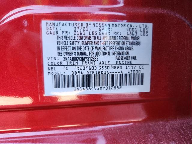 89502085 :رقم المزاد ، 3N1AB8CV3MY312882 vin ، 2021 Nissan Sentra مزاد بيع