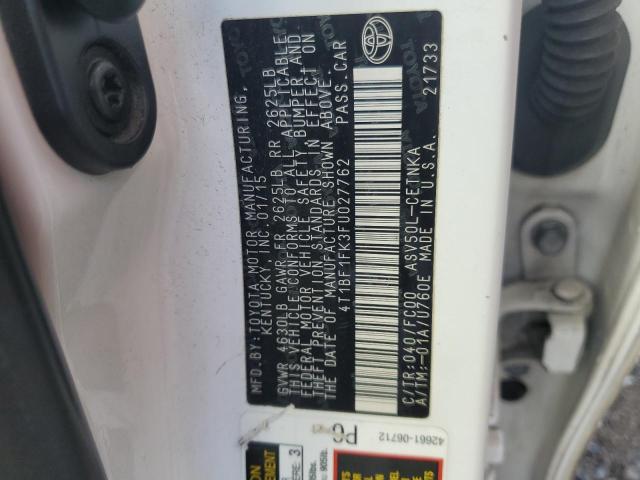 2015 Toyota Camry Le მანქანა იყიდება აუქციონზე, vin: 4T1BF1FK3FU027762, აუქციონის ნომერი: 85202915