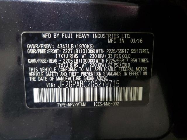 Aukcja sprzedaży 2016 Subaru Crosstrek, vin: JF2GPABC2G8279715, numer aukcji: 86117525