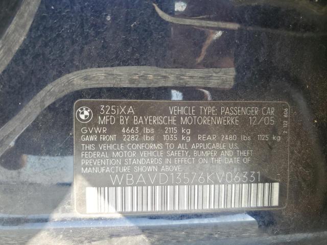 2006 Bmw 325 Xi მანქანა იყიდება აუქციონზე, vin: WBAVD13576KV06331, აუქციონის ნომერი: 90091825