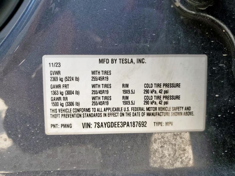 82221735 :رقم المزاد ، 7SAYGDEE3PA187692 vin ، 2023 Tesla Model Y مزاد بيع