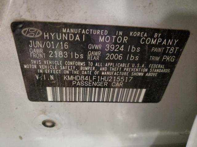 86266875 :رقم المزاد ، KMHD84LF1HU215517 vin ، 2017 Hyundai Elantra مزاد بيع