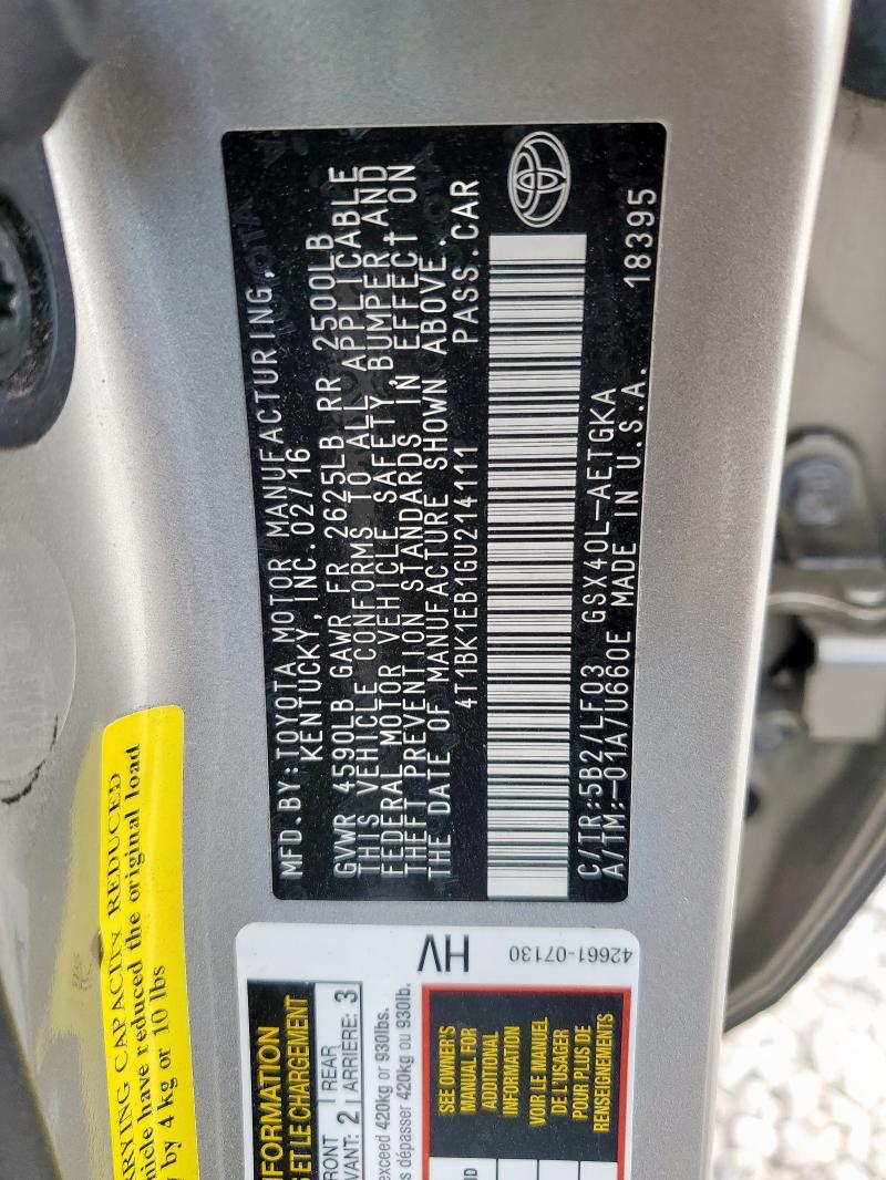 Aukcja sprzedaży 2016 Toyota Avalon, vin: 4T1BK1EB1GU214111, numer aukcji: 85130415